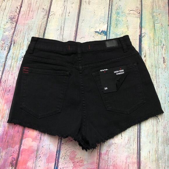 BDG Jeans Shorts Womens 29 Black High Rise Cheeky Distressed ASO Selena Gomez - Picture 7 of 12